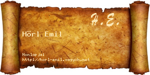 Hörl Emil névjegykártya